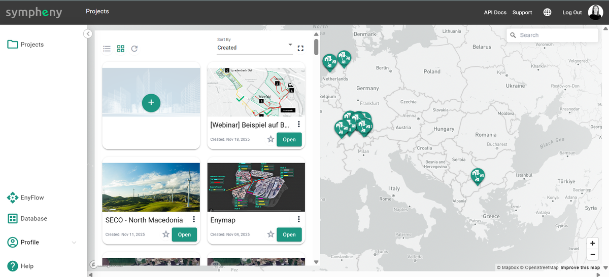An EnyFlow notebook working with the Sympheny API