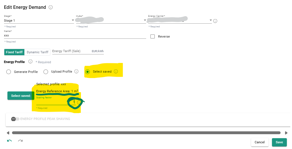 Select Saved option when adding a new demand