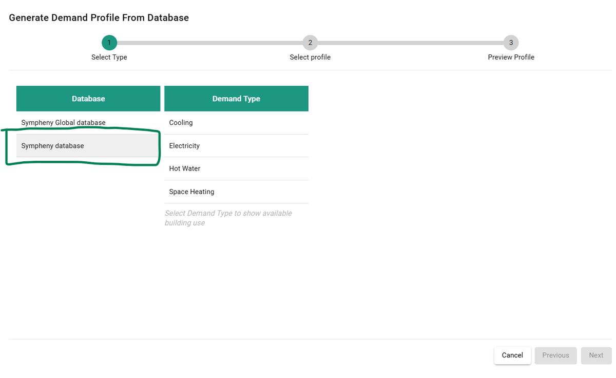 Selecting the organization database when generating a profile