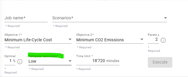 Temporal resolution setting in the execution step