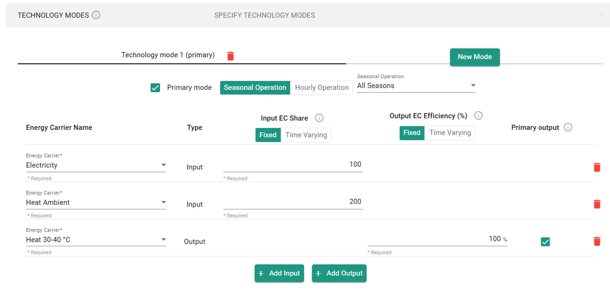 Heat pump efficiency entered in the app
