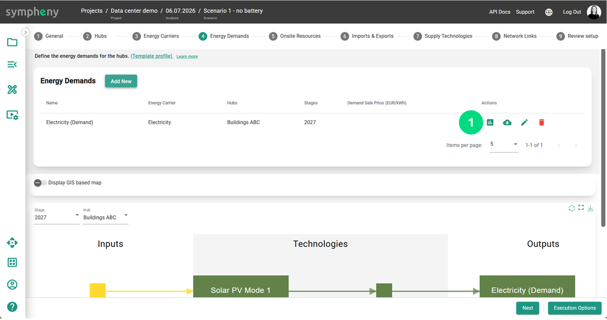 Button to view the generated profile
