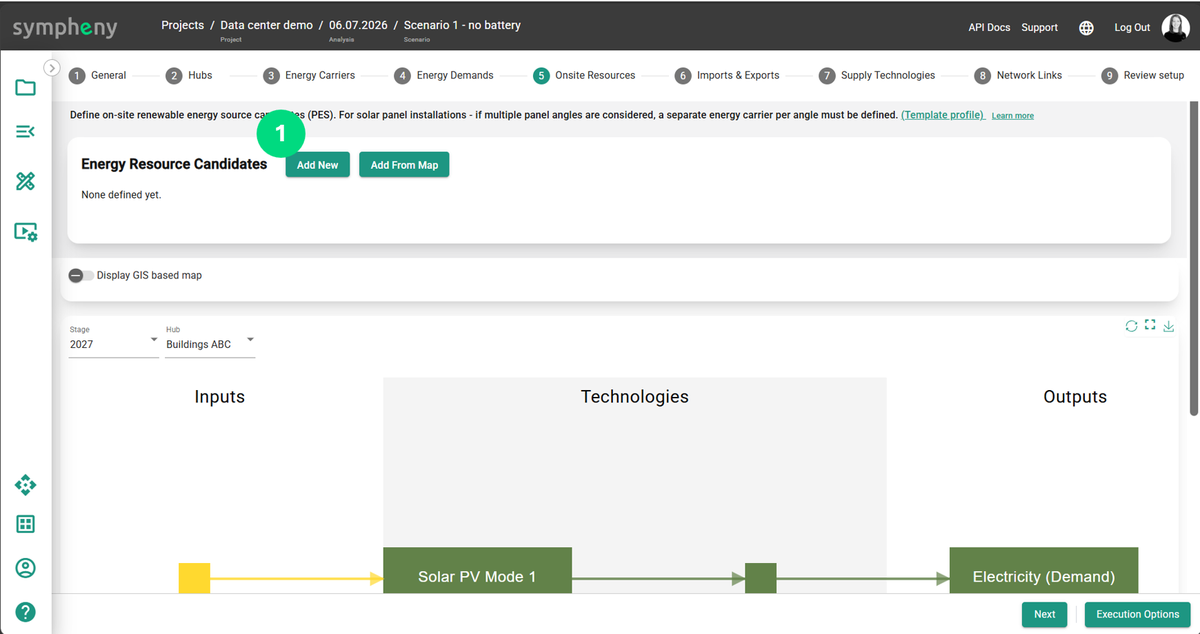 The on-site resources step