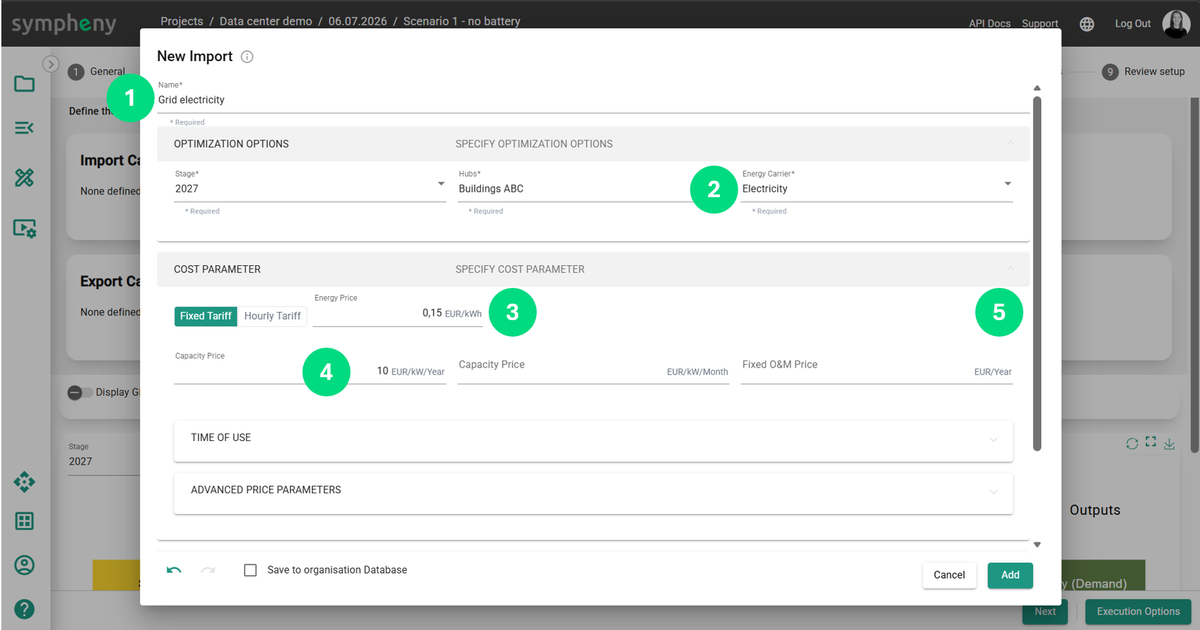 Adding a grid import and its price
