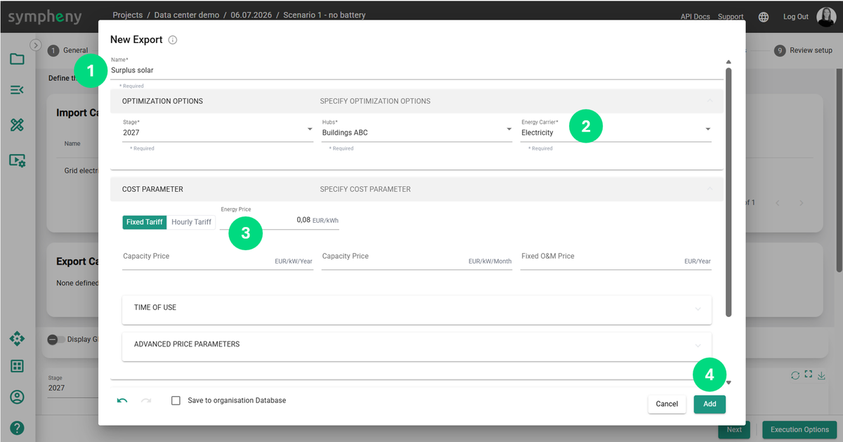 Setting the export revenue value