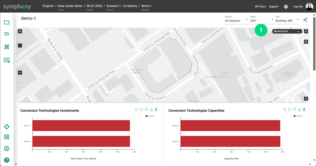 Selecting All stages to view the Pareto front