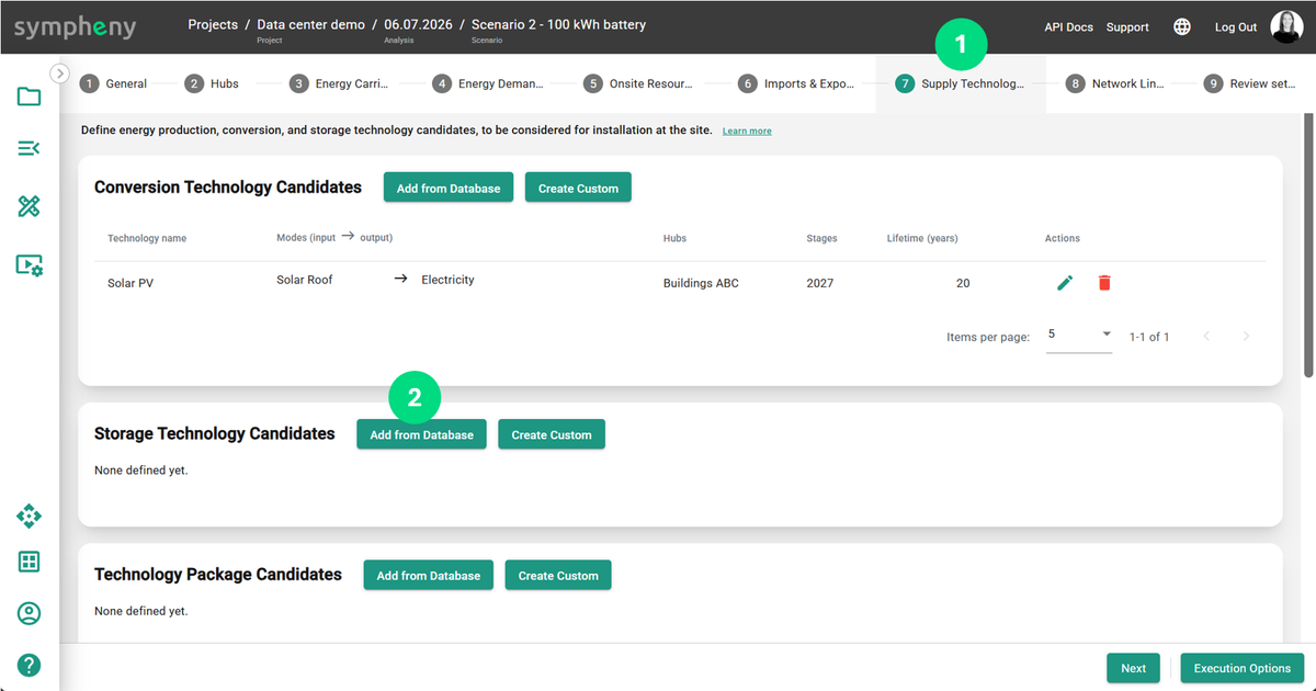 The copied scenario with parameters preserved