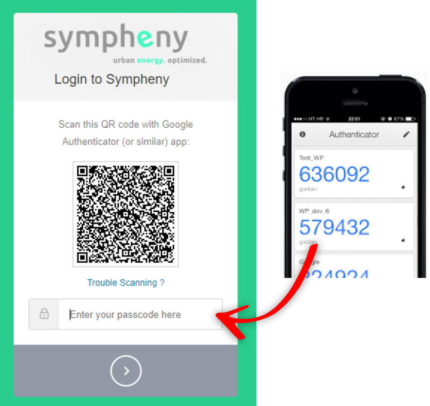 MFA login screen with QR code