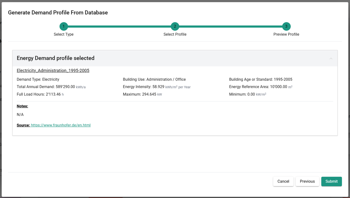 Preview Profile step of the Generate profile dialog