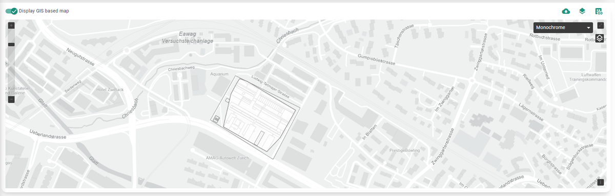 Interactive GIS map showing the hub network